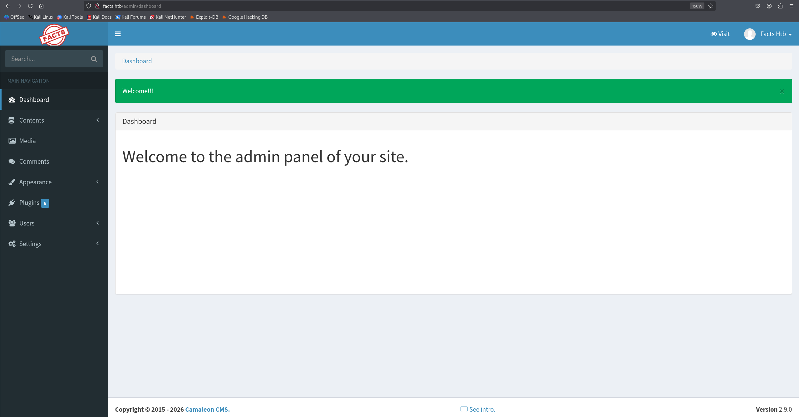 admin dashboard access